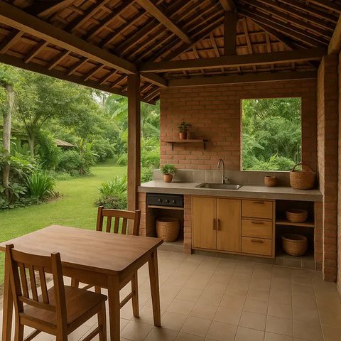 Model Dapur Belakang Rumah di Kampung yang Sederhana Tapi Elegan/AI