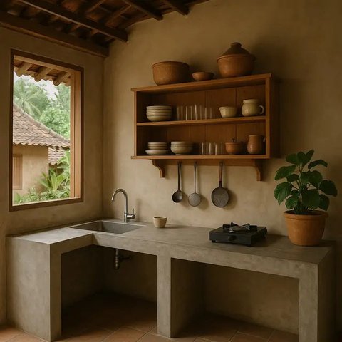 Model Dapur Belakang Rumah di Kampung yang Sederhana Tapi Elegan/AI