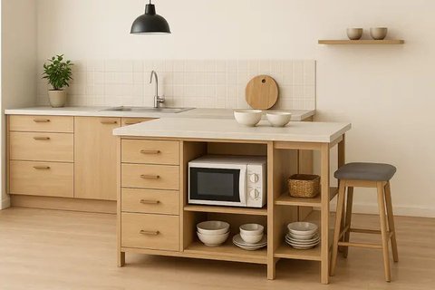 7 Model Kitchen Island di Dapur Kecil, Solusi Fungsional & Estetik (sumber:AI)
