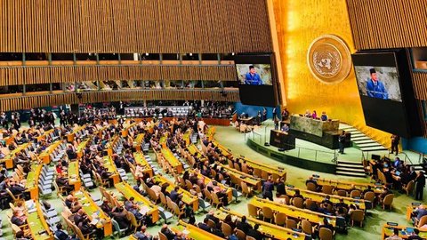 Presiden AS Donald Trump memuji pidato Presiden Prabowo Subianto dalam Sidang Majelis Umum ke-80 PBB. (Tangkapan Layar)