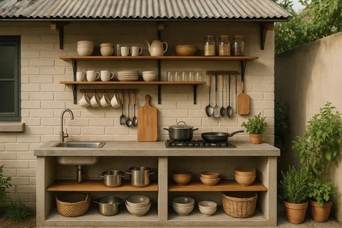 7 Model Dapur Kotor Belakang Rumah Sederhana tapi Cantik, Praktis untuk Masak Sehari-hari (sumber:AI)