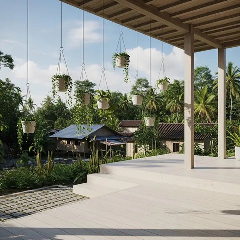Model Teras Terbuka Tanpa Pagar yang Cocok untuk Rumah Tropis 2025 (AI)