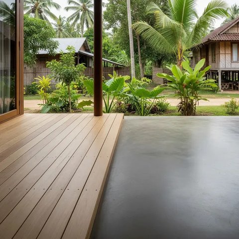 Model Teras Terbuka Tanpa Pagar yang Cocok untuk Rumah Tropis 2025 (AI)