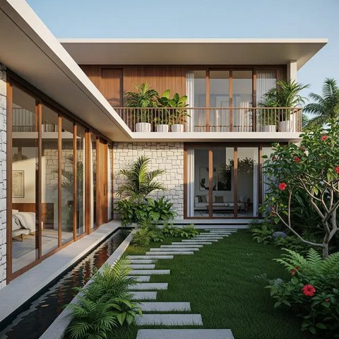Model Teras Terbuka Tanpa Pagar yang Cocok untuk Rumah Tropis 2025 (AI)