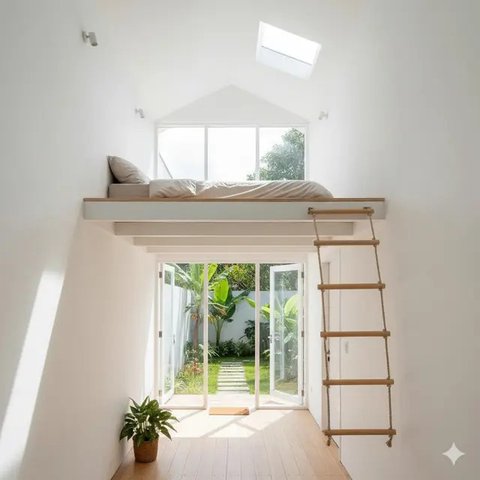 Inspirasi Rumah Mungil Mezzanine Tanpa Tangga Permanen. Gemini
