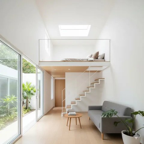 Inspirasi Rumah Mungil Mezzanine Tanpa Tangga Permanen. Gemini