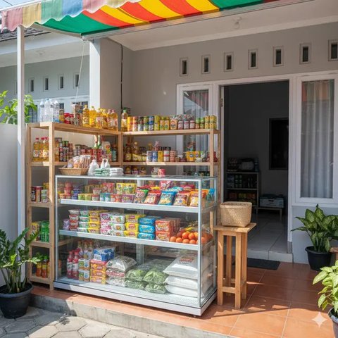 Inspirasi Warung Sembako Terbuka di Teras Rumah yang Hemat Tempat/Gemini AI