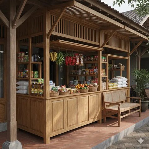 Inspirasi Warung Sembako Terbuka di Teras Rumah yang Hemat Tempat/Gemini AI