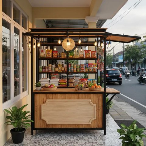 Inspirasi Warung Sembako Terbuka di Teras Rumah yang Hemat Tempat/Gemini AI