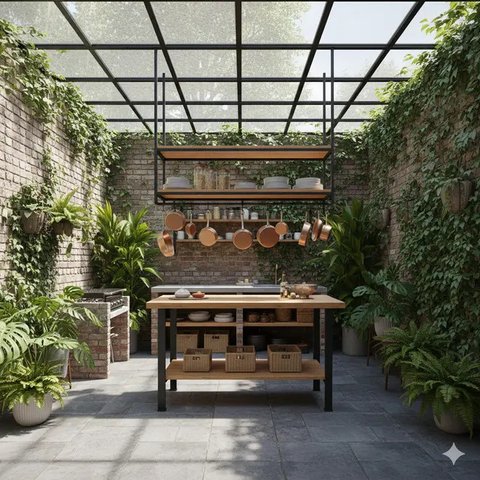 Desain Dapur Semi Outdoor Tanpa Kitchen Set. Gemini