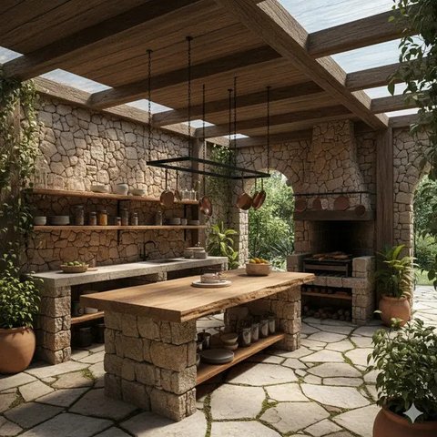 Desain Dapur Semi Outdoor Tanpa Kitchen Set. Gemini