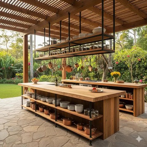 Desain Dapur Semi Outdoor Tanpa Kitchen Set. Gemini
