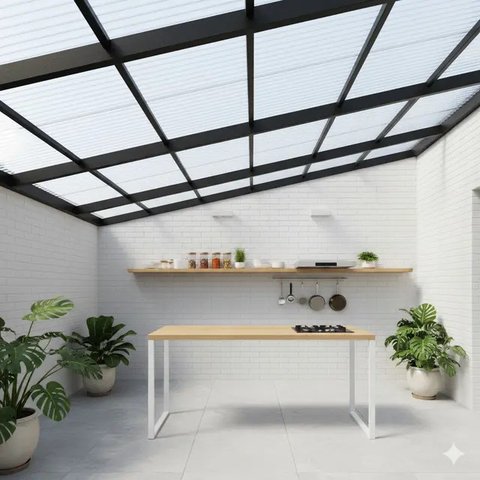 Desain Dapur Semi Outdoor Tanpa Kitchen Set. Gemini