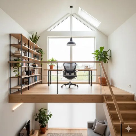 inspirasi desain mezzanine untuk ruang kerja (created by AI)