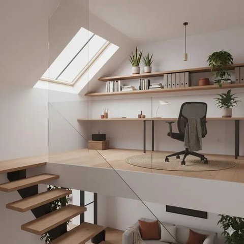 inspirasi desain mezzanine untuk ruang kerja (created by AI)