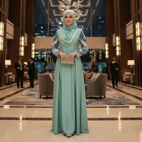 Gamis Brokat Islami Warna Sage (ChatGPT)