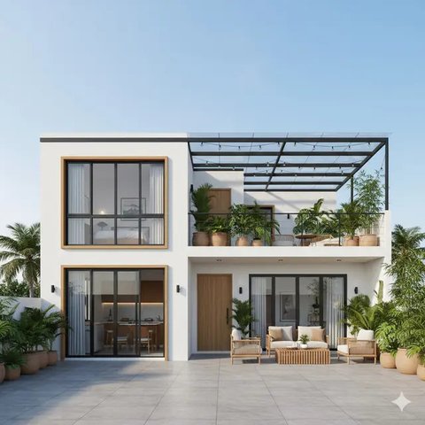 Desain Rumah 6x12 dengan Rooftop. Gemini