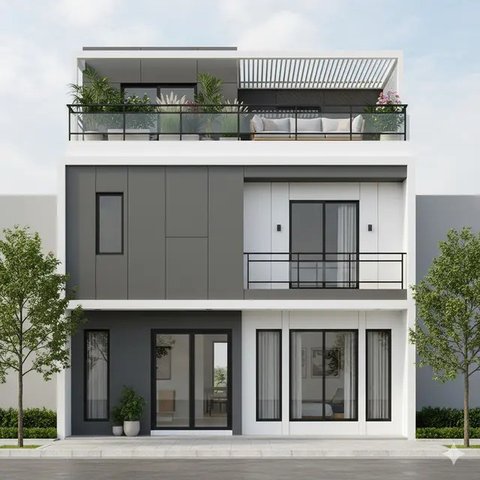 Desain Rumah 6x12 dengan Rooftop. Gemini