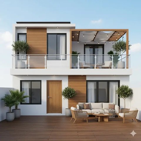 Desain Rumah 6x12 dengan Rooftop. Gemini