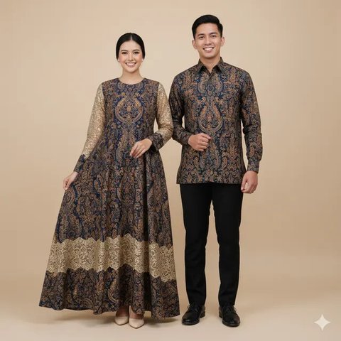 Model Gamis Batik Couple Brokat Elegan Keluarga Besar. Gemini