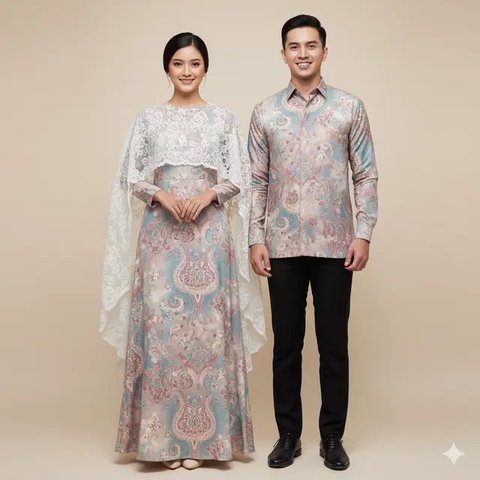 Model Gamis Batik Couple Brokat Elegan Keluarga Besar. Gemini