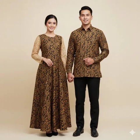 Model Gamis Batik Couple Brokat Elegan Keluarga Besar. Gemini