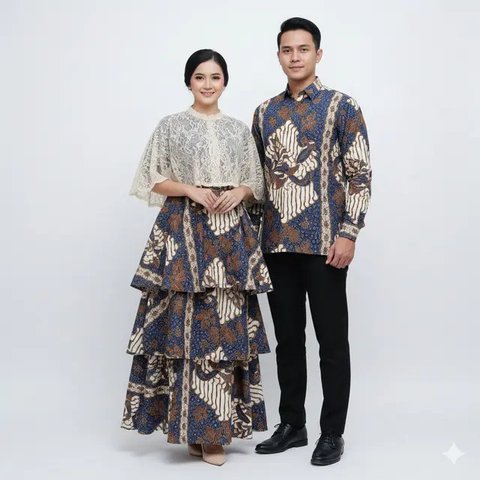Model Gamis Batik Couple Brokat Elegan Keluarga Besar. Gemini