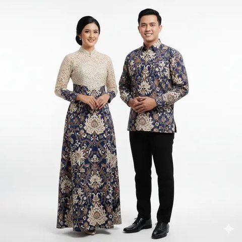 Model Gamis Batik Couple Brokat Elegan Keluarga Besar. Gemini