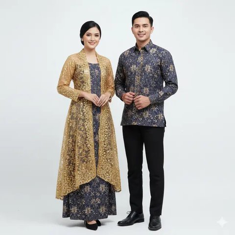 Model Gamis Batik Couple Brokat Elegan Keluarga Besar. Gemini