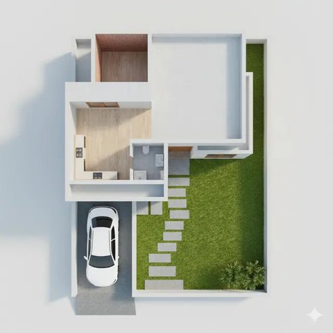 Denah Rumah Tipe 36 dengan Carport dan Taman Depan (Image by Gemini)