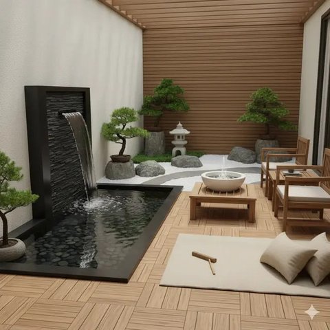 Inspirasi Desain Teras Jadi Taman Mini yang Menyegarkan/Gemini AI
