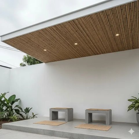 Teras Rumah Tanpa Tiang dengan Konsep Bambu (Image by Gemini)