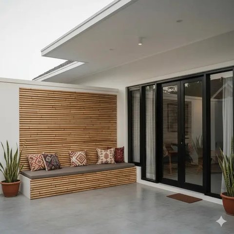 Teras Rumah Tanpa Tiang dengan Konsep Bambu (Image by Gemini)