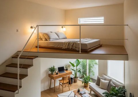 Inspirasi Interior Rumah Mezzanine Terbuka dan Lega (Sumber: gemini.com)