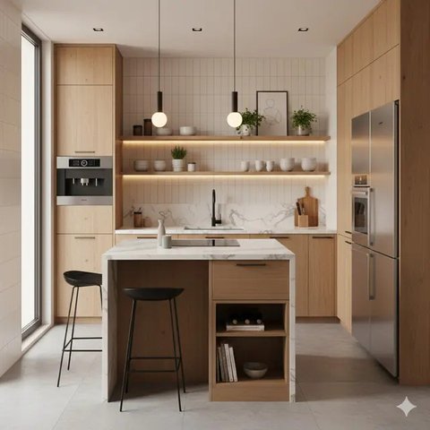 Model Dapur Kecil Tapi Mewah 2025 untuk Rumah Minimalis Modern (created by AI)