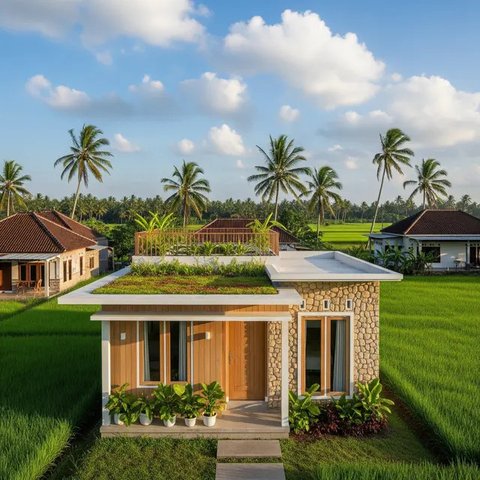 Model Rumah Murah Tapi Elegan dengan Atap Datar 2025 di Kampung/Gemini AI