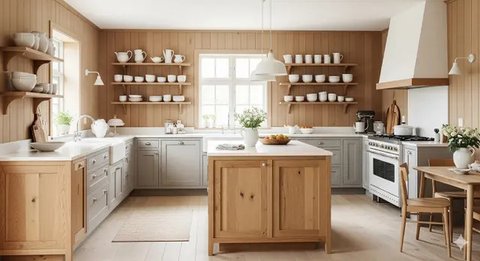 Model Dapur Rumah Sederhana dengan Dinding Kayu yang Tetap Elegan