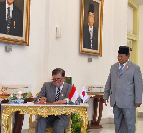 Prabowo Sambut Kunjungan Kenegaraan PM Jepang di Istana Bogor