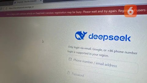 DeepSeek AI Kena Serangan Siber, Pesaing ChatGPT Batasi Pendaftaran Pengguna Baru! (Liputan6.com/ Yuslianson)