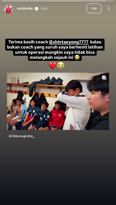 Pesan perpisahan emosional pemain TImnas Indonesia ke Shin Tae-yong.