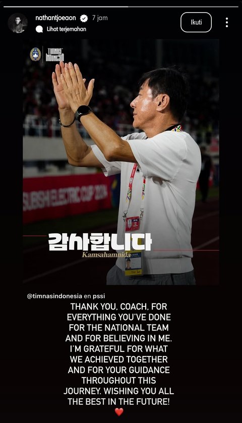 Pesan perpisahan emosional pemain TImnas Indonesia ke Shin Tae-yong.