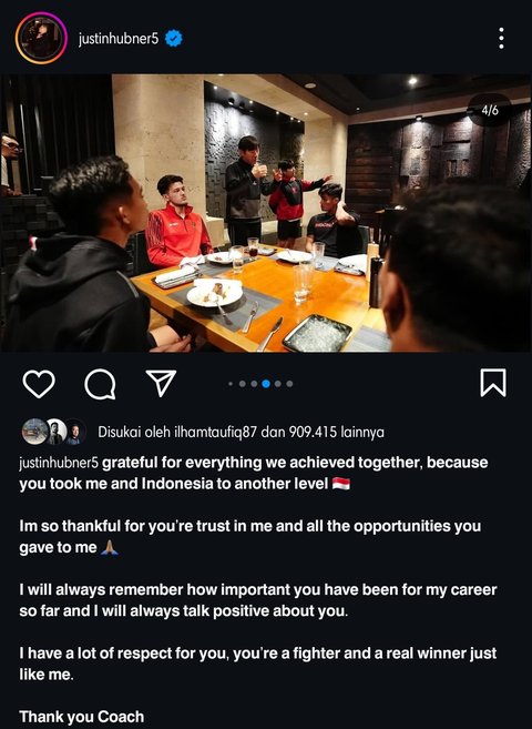 Pesan perpisahan emosional pemain TImnas Indonesia ke Shin Tae-yong.