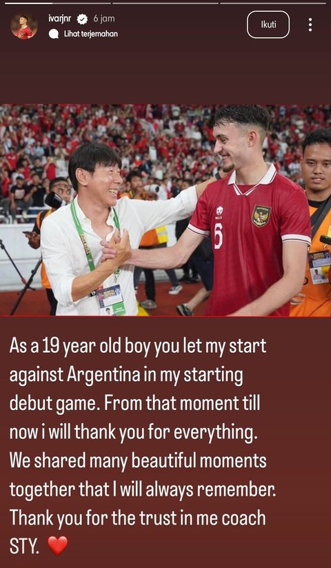 Pesan perpisahan emosional pemain TImnas Indonesia ke Shin Tae-yong.