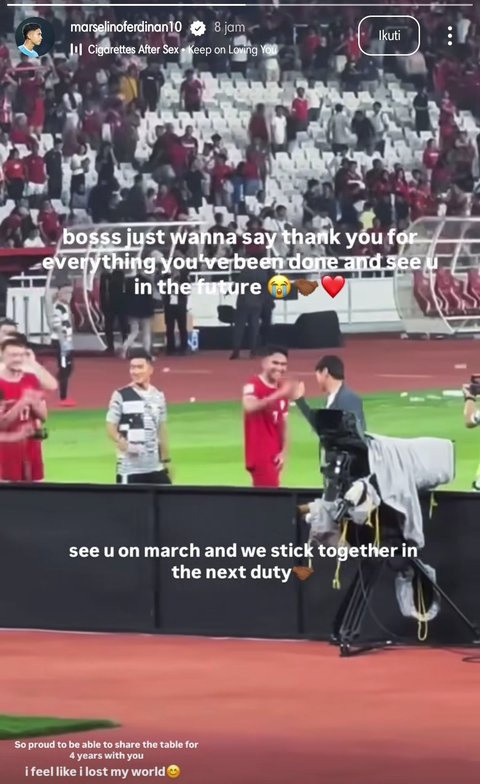 Pesan perpisahan emosional pemain TImnas Indonesia ke Shin Tae-yong.