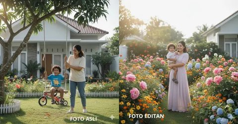 Edit Foto Ibu dan Anak yang Masih Kecil ala Photoshoot (Foto: Gemini AI)