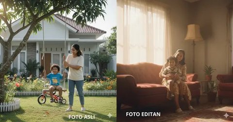 Edit Foto Ibu dan Anak yang Masih Kecil ala Photoshoot (Foto: Gemini AI)