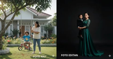 Edit Foto Ibu dan Anak yang Masih Kecil ala Photoshoot (Foto: Gemini AI)