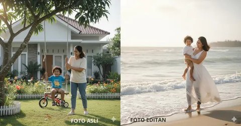 Edit Foto Ibu dan Anak yang Masih Kecil ala Photoshoot (Foto: Gemini AI)