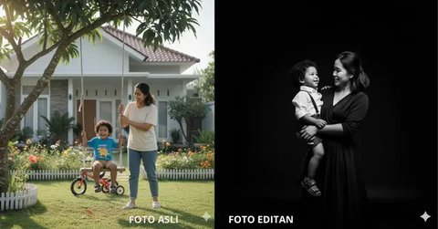 Edit Foto Ibu dan Anak yang Masih Kecil ala Photoshoot (Foto: Gemini AI)