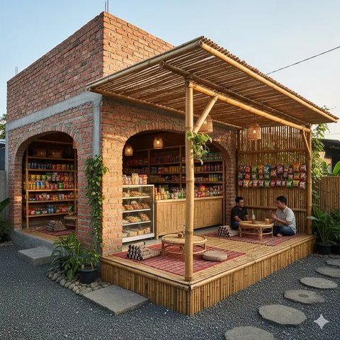Desain Warung Sembako dengan Etalase Kaca Minimalis (Image byGemini AI)